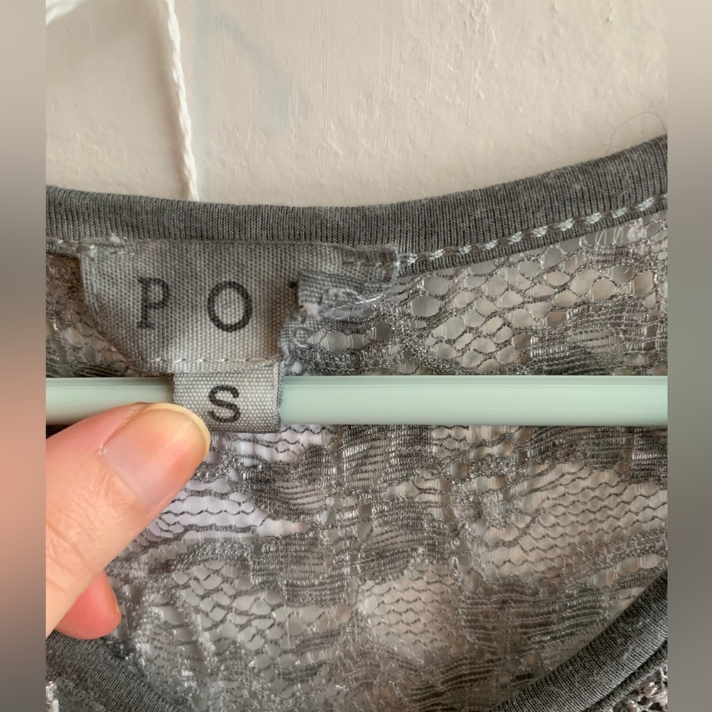 1. NWOT POL Lace Detail Tank Top - Gray - Picture 3 of 4